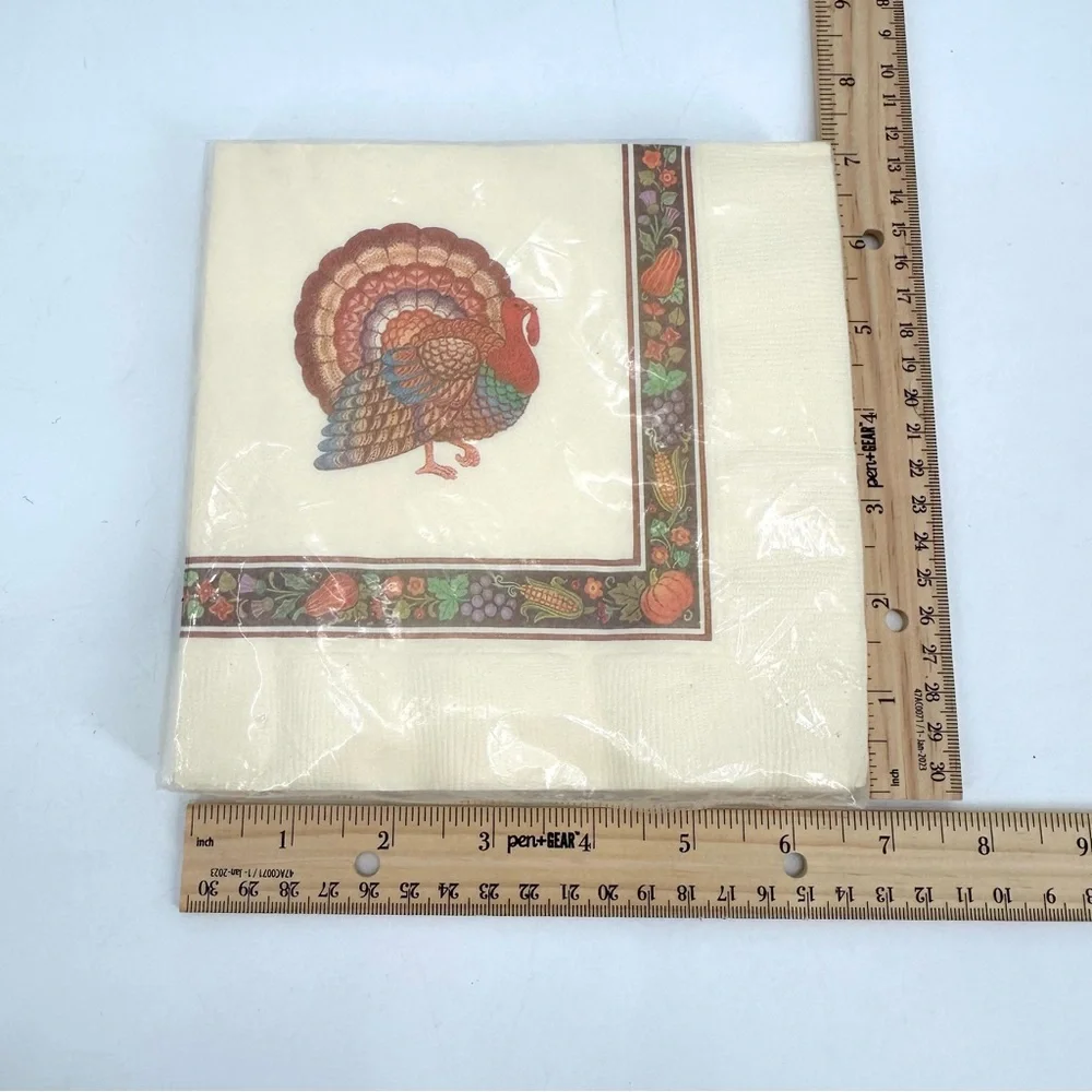 VTG Hallmark Paper Napkins New in Package Thanksgiving Turkey Print 16 Ct - READ